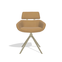 Dining Chair Cyril 6609 in Leather A823 (mustard), champagne swivel base, front view