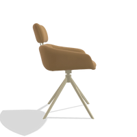 Dining Chair Cyril 6609 in Leather A823 (mustard), champagne swivel base, side view