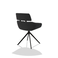 Dining Chair Cyril 6609 in Leather B900 (black), black swivel base, back angled view