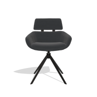 Dining Chair Cyril 6609 in Leather B900 (black), black swivel base, front view