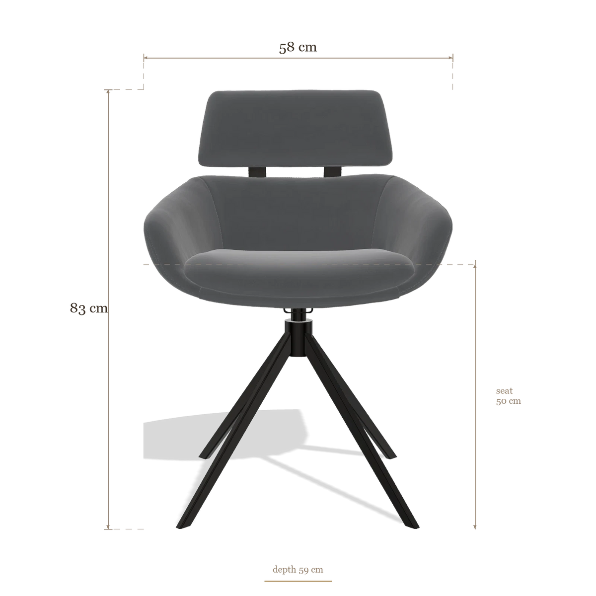 Dining Chair Cyril 6609, dimensions 58 x 59 x 83 cm
