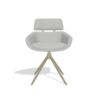 Dining Chair Cyril 6609 in Leather B904 (light grey), champagne swivel base, front view