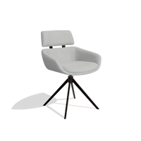 Dining Chair Cyril 6609 in Leather B904 (light grey), espresso swivel base, angled view