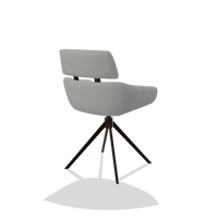 Dining Chair Cyril 6609 in Leather B904 (light grey), espresso swivel base, back angled view