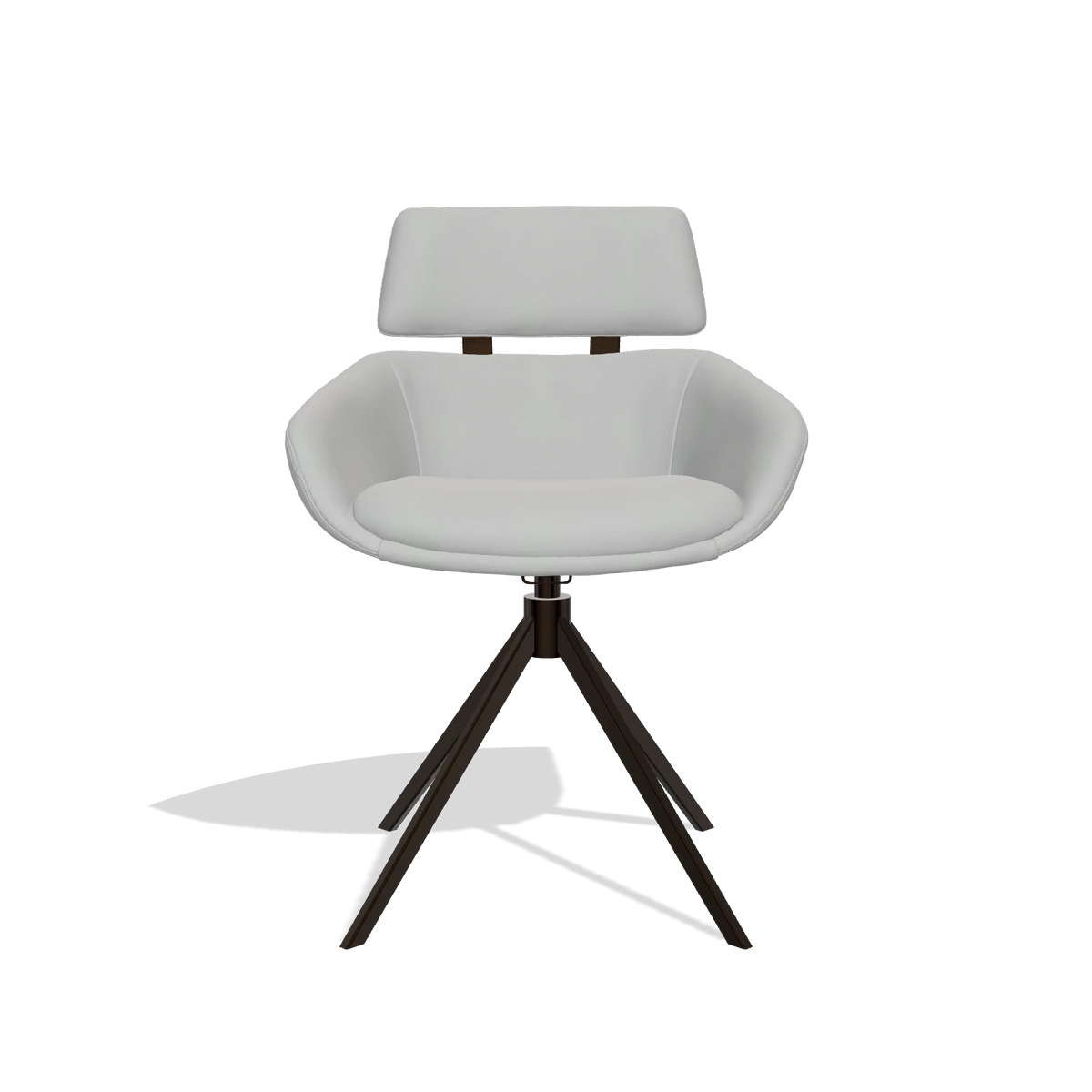 Dining Chair Cyril 6609 in Leather B904 (light grey), espresso swivel base, front view