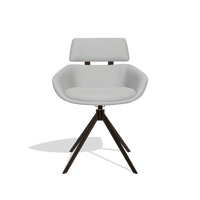 Dining Chair Cyril 6609 in Leather B904 (light grey), espresso swivel base, front view
