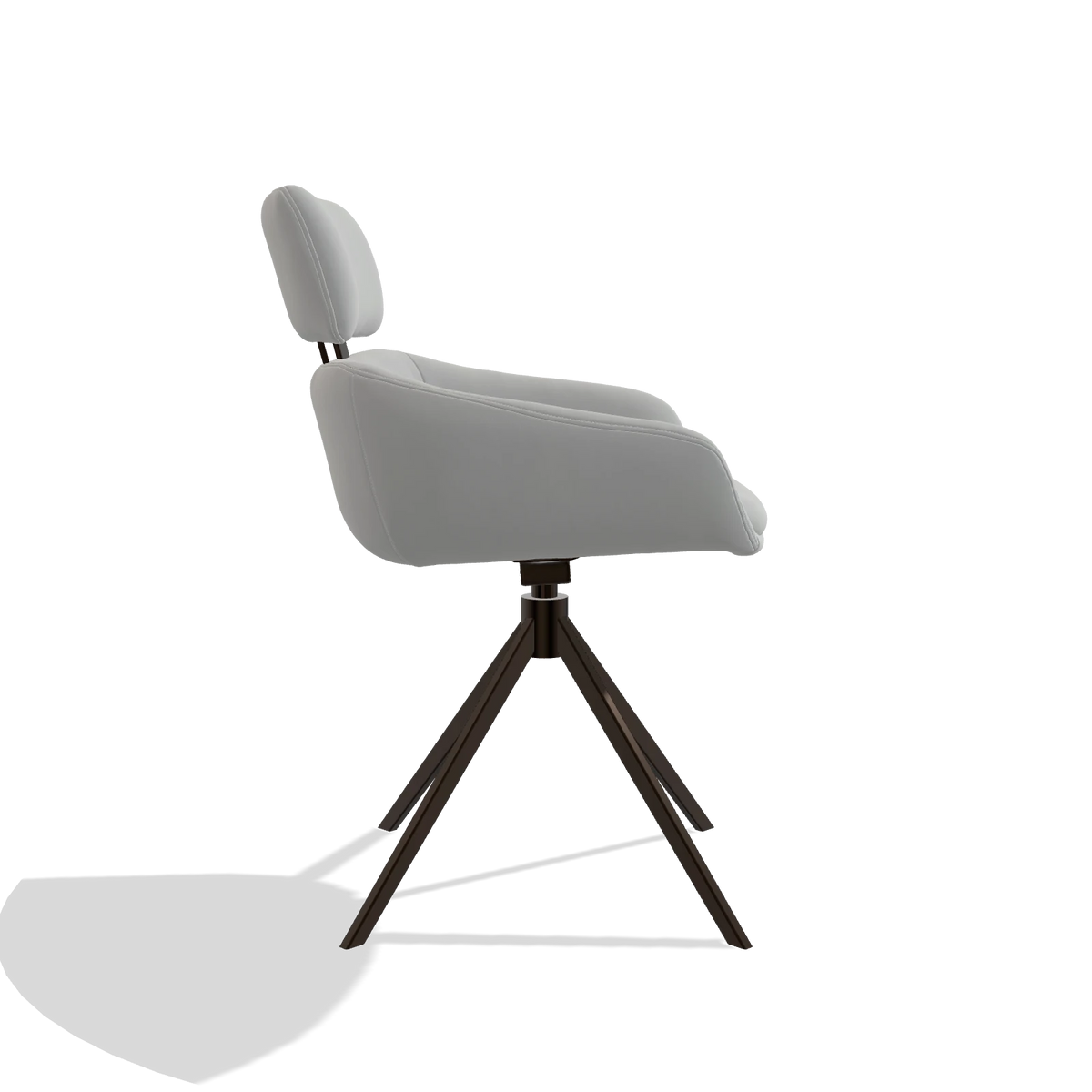 Dining Chair Cyril 6609 in Leather B904 (light grey), espresso swivel base, side view
