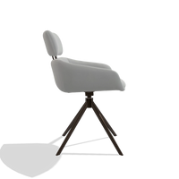 Dining Chair Cyril 6609 in Leather B904 (light grey), espresso swivel base, side view