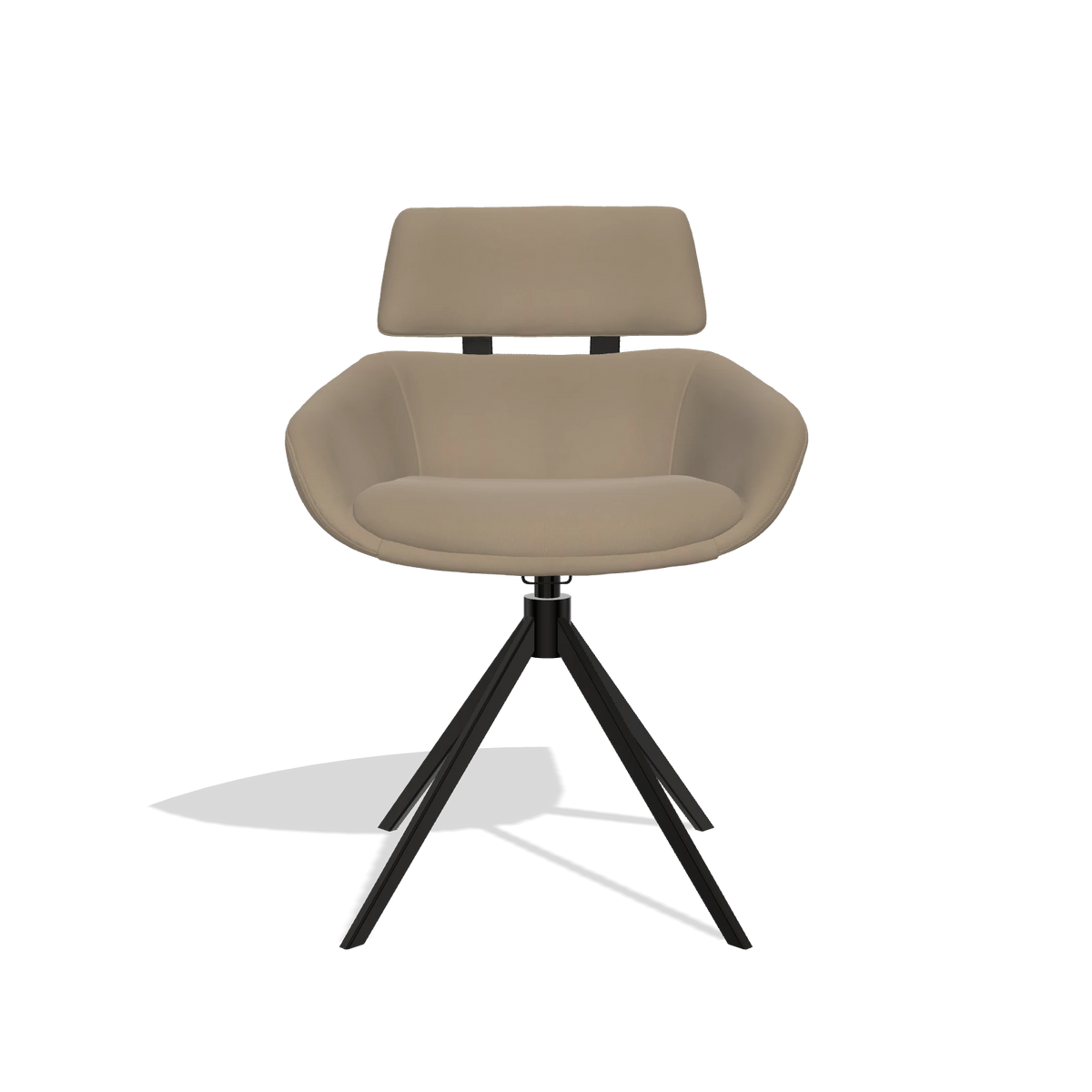 Esszimmerstuhl Cyril 6609 in Leder B968 (Taupe), Drehfuß in Schwarz, Vorderansicht