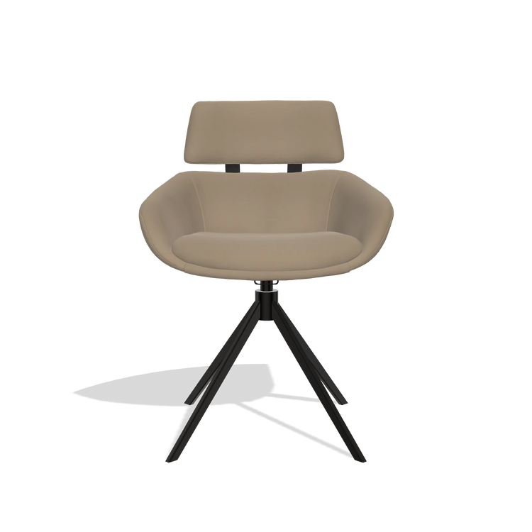 Esszimmerstuhl Cyril 6609 in Leder B968 (Taupe), Drehfuß in Schwarz, Vorderansicht