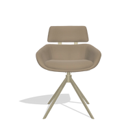 Esszimmerstuhl Cyril 6609 in Leder B968 (Taupe), Drehfuß in Champagner, Vorderansicht