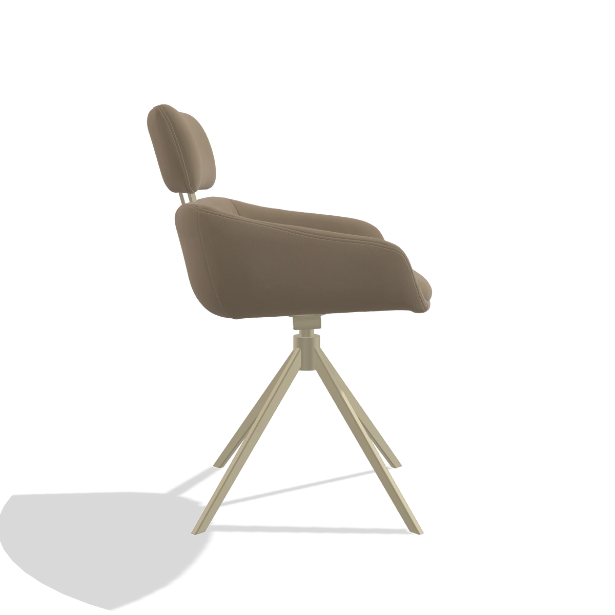Esszimmerstuhl Cyril 6609 in Leder B968 (Taupe), Drehfuß in Champagner, Seitenansicht