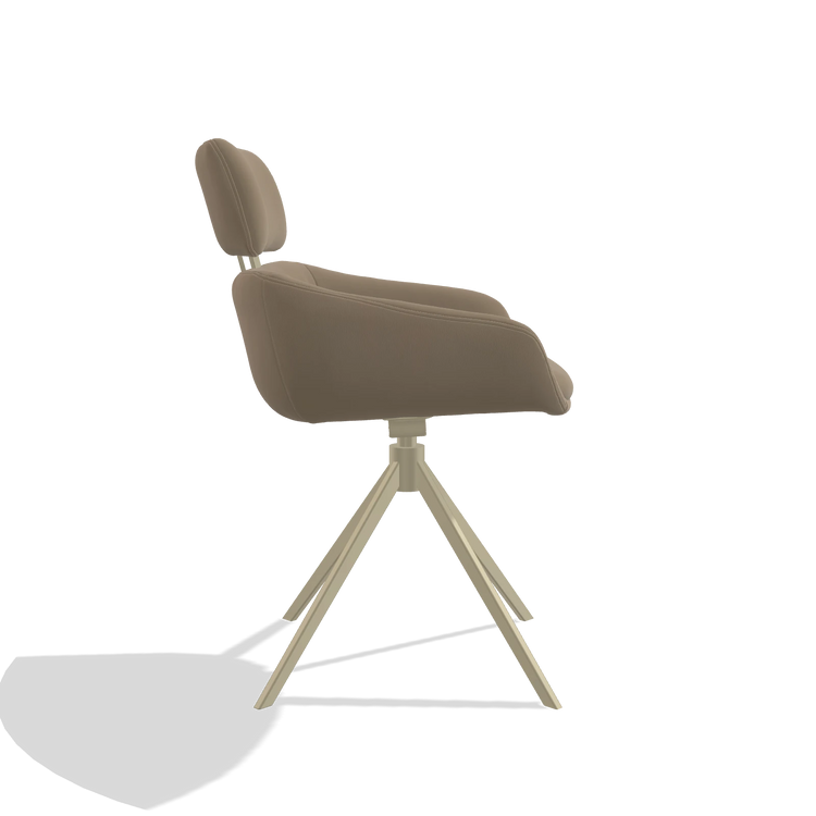 Esszimmerstuhl Cyril 6609 in Leder B968 (Taupe), Drehfuß in Champagner, Seitenansicht