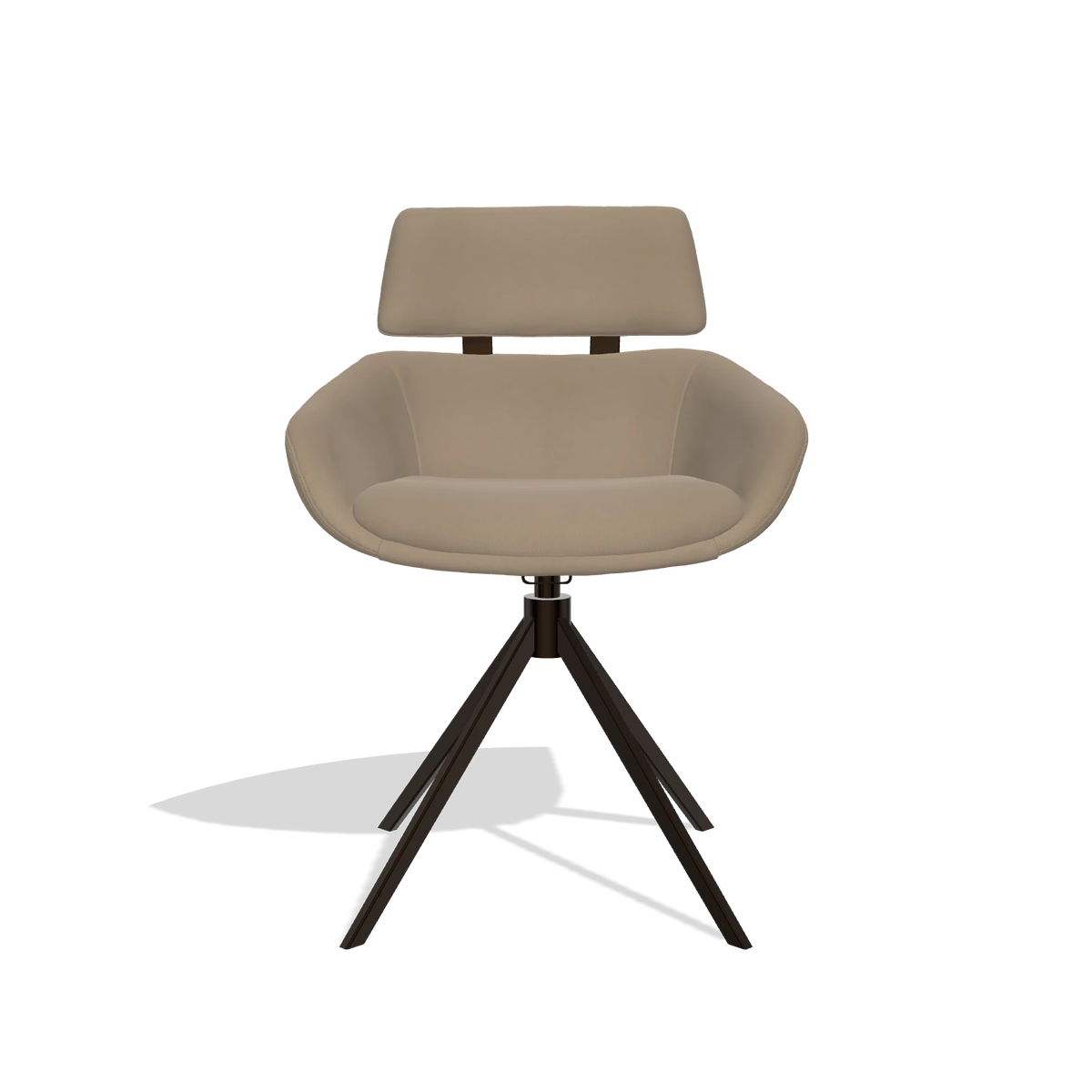 Esszimmerstuhl Cyril 6609 in Leder B968 (Taupe), Drehfuß in Espresso, Vorderansicht