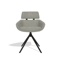 Dining Chair Cyril 6609 in Lodge 01 fabric (taupe), black swivel base, front view