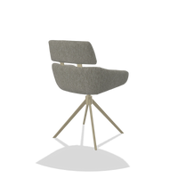 Dining Chair Cyril 6609 in Lodge 01 fabric (taupe), champagne swivel base, back angled view