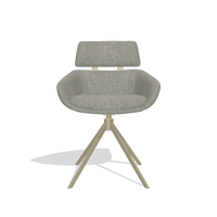 Dining Chair Cyril 6609 in Lodge 01 fabric (taupe), champagne swivel base, front view