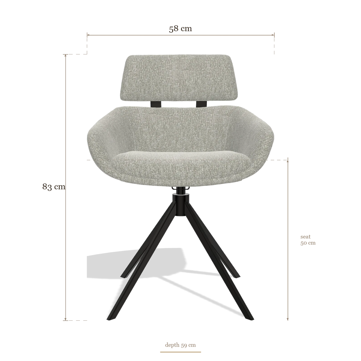 Dining Chair Cyril 6609, dimensions 58 x 59 x 83 cm