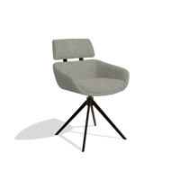 Dining Chair Cyril 6609 in Lodge 01 fabric (taupe), espresso swivel base, angled view