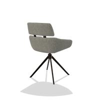Dining Chair Cyril 6609 in Lodge 01 fabric (taupe), espresso swivel base, back angled view