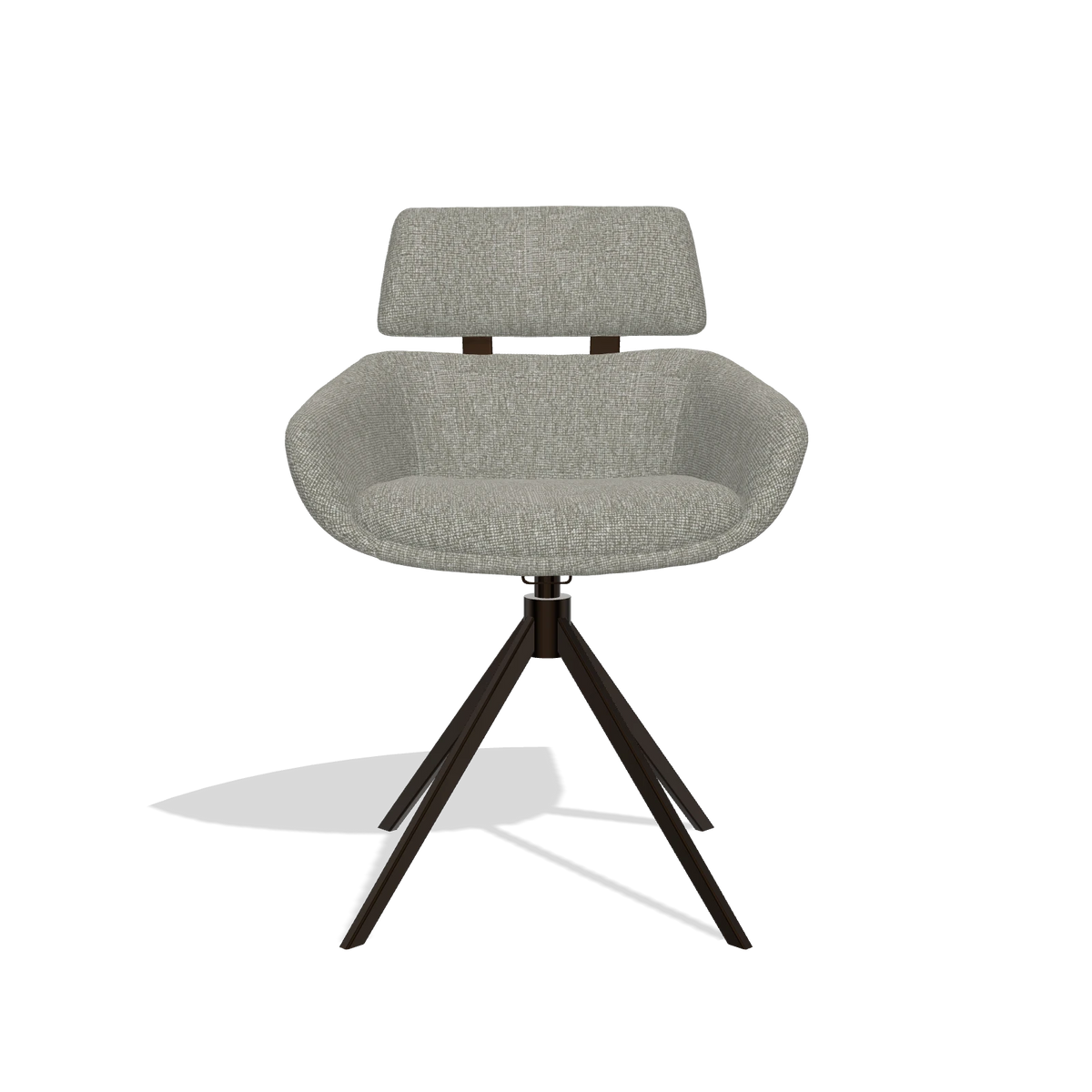 Dining Chair Cyril 6609 in Lodge 01 fabric (taupe), espresso swivel base, front view