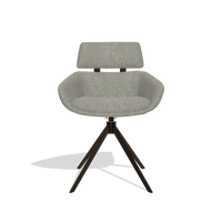 Dining Chair Cyril 6609 in Lodge 01 fabric (taupe), espresso swivel base, front view