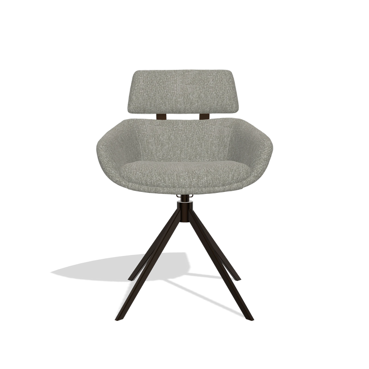 Dining Chair Cyril 6609 in Lodge 01 fabric (taupe), espresso swivel base, front view