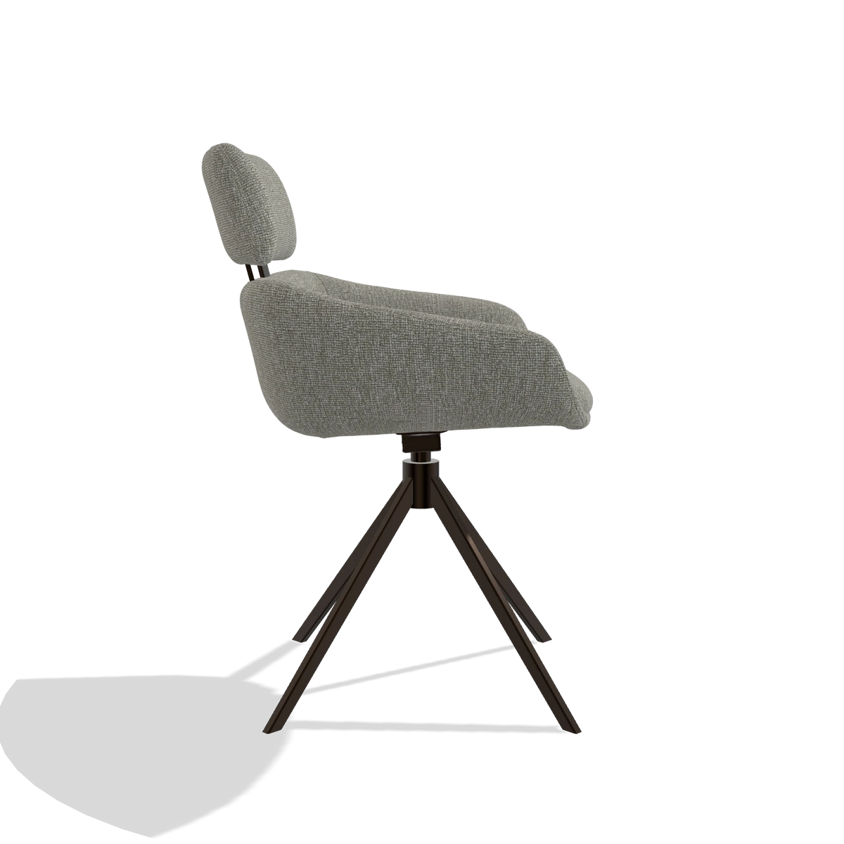 Dining Chair Cyril 6609 in Lodge 01 fabric (taupe), espresso swivel base, side view