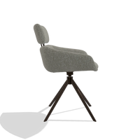 Dining Chair Cyril 6609 in Lodge 01 fabric (taupe), espresso swivel base, side view