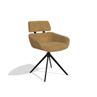 Esszimmerstuhl Cyril 6609 in Stoff Mito 06 (Cognac), Drehfuß in Schwarz, Schrägansicht