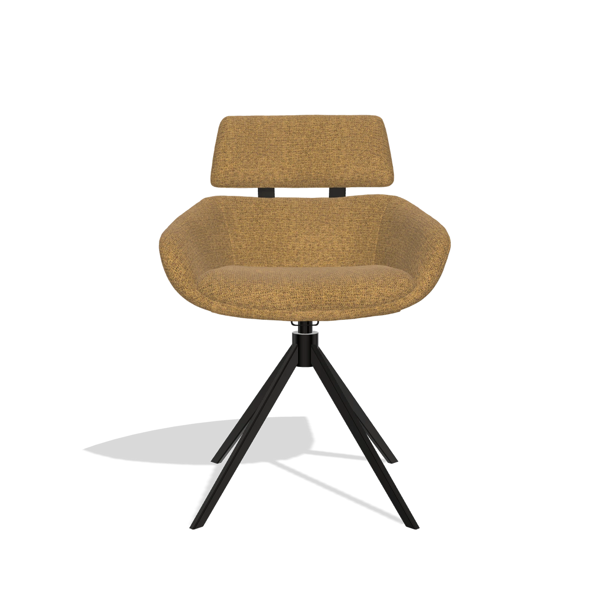 Esszimmerstuhl Cyril 6609 in Stoff Mito 06 (Cognac), Drehfuß in Schwarz, Vorderansicht