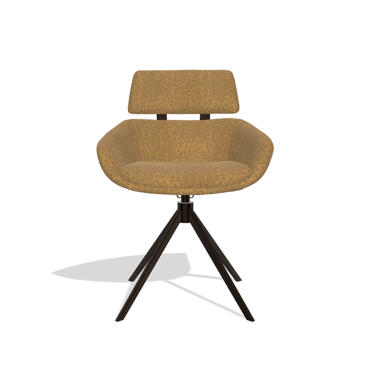 Esszimmerstuhl Cyril 6609 in Stoff Mito 06 (Cognac), Drehfuß in Espresso, Vorderansicht