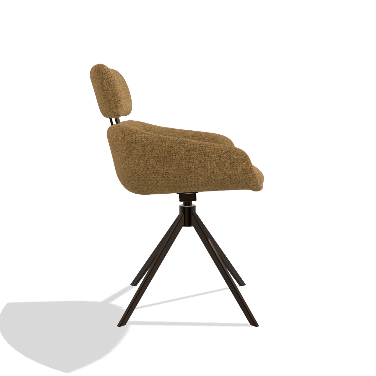 Esszimmerstuhl Cyril 6609 in Stoff Mito 06 (Cognac), Drehfuß in Espresso, Seitenansicht