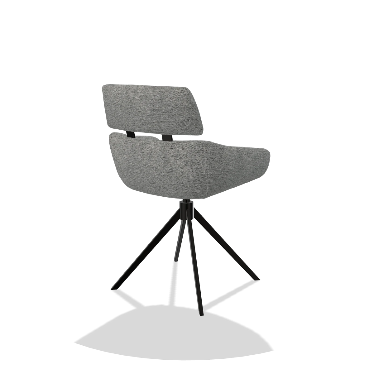 Esszimmerstuhl Cyril 6609 in Stoff Mito 97 (Taupe), Drehfuß in Schwarz, Schrägansicht von hinten