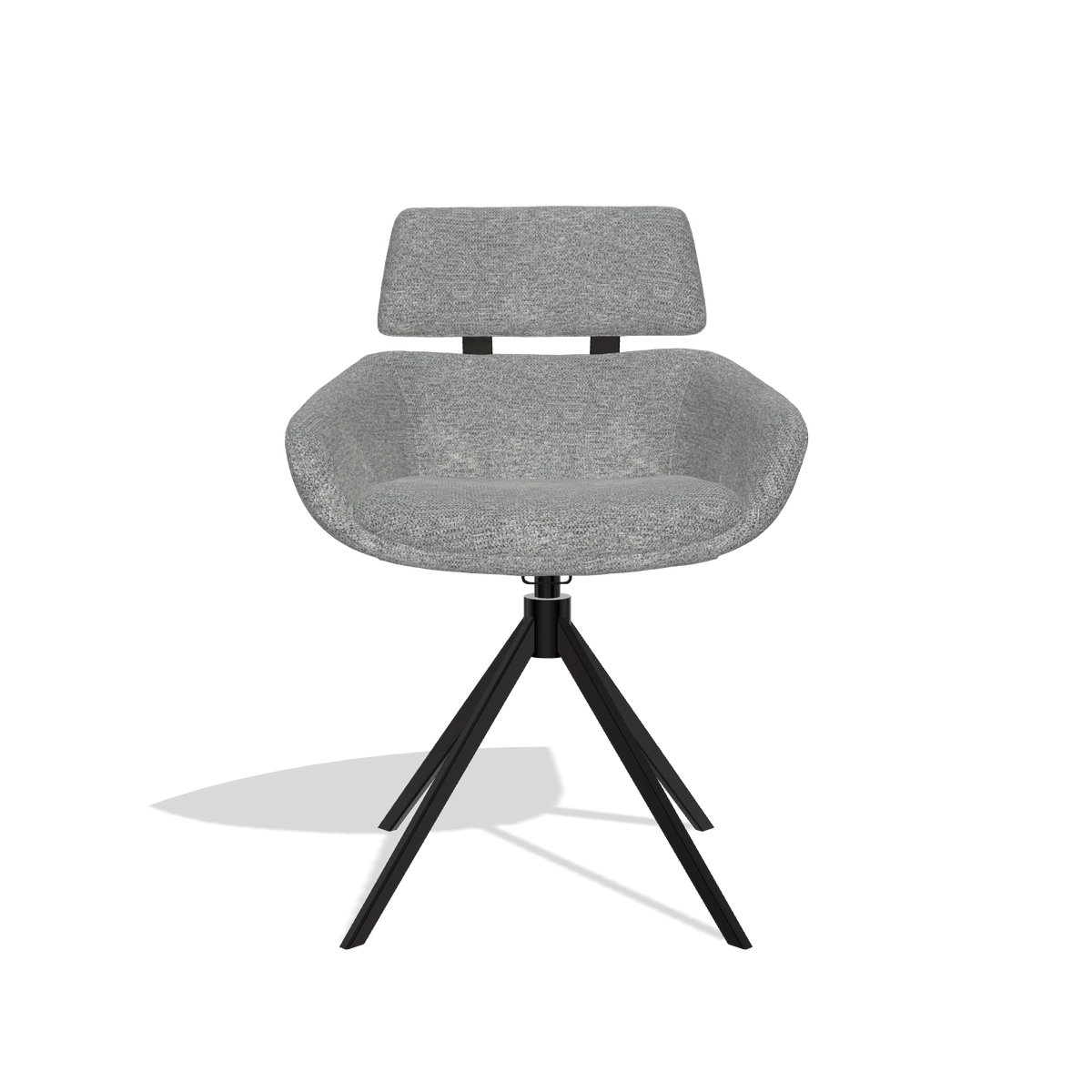 Esszimmerstuhl Cyril 6609 in Stoff Mito 97 (Taupe), Drehfuß in Schwarz, Vorderansicht