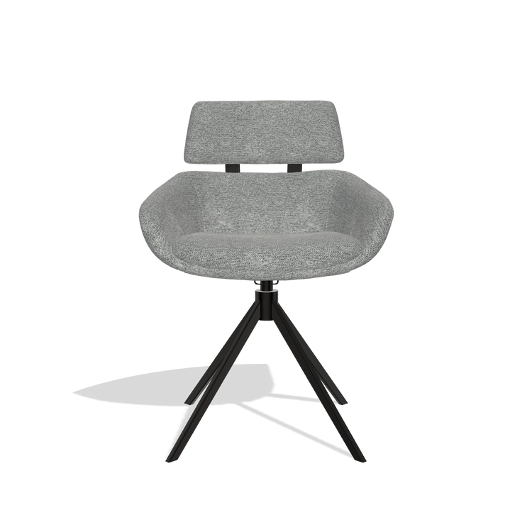 Esszimmerstuhl Cyril 6609 in Stoff Mito 97 (Taupe), Drehfuß in Schwarz, Vorderansicht