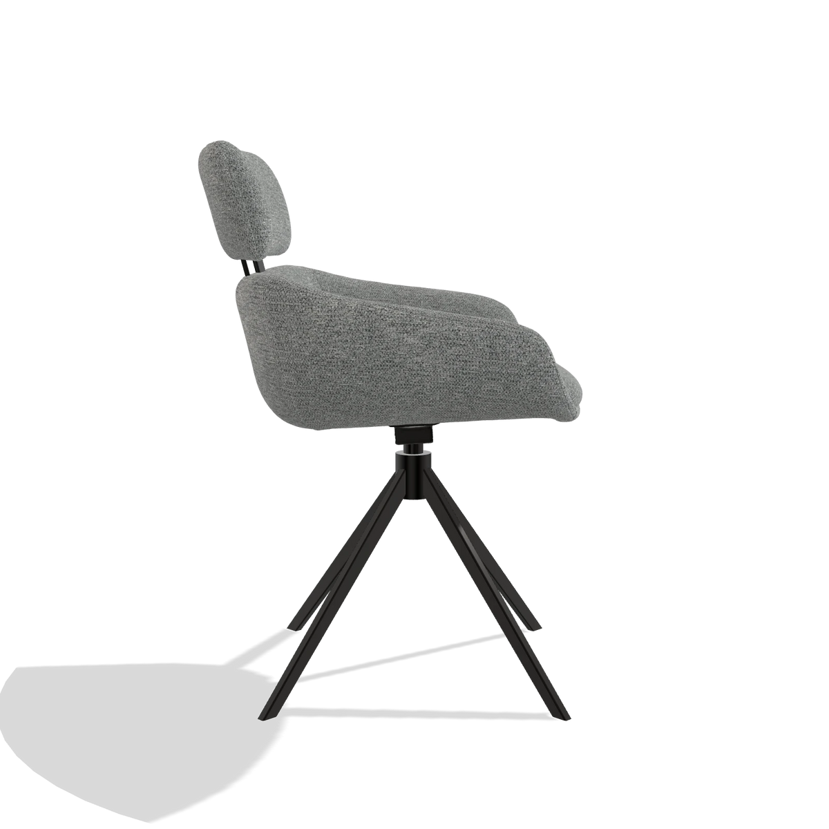 Esszimmerstuhl Cyril 6609 in Stoff Mito 97 (Taupe), Drehfuß in Schwarz, Seitenansicht