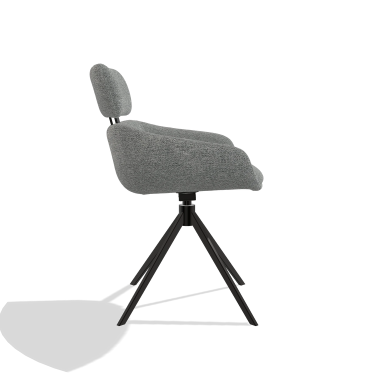 Esszimmerstuhl Cyril 6609 in Stoff Mito 97 (Taupe), Drehfuß in Schwarz, Seitenansicht
