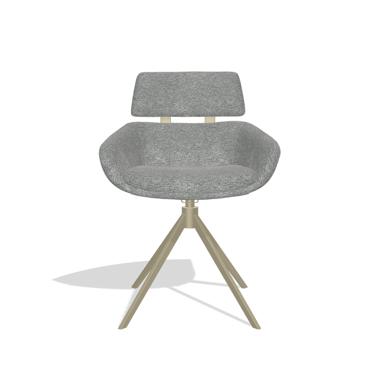 Esszimmerstuhl Cyril 6609 in Stoff Mito 97 (Taupe), Drehfuß in Champagner, Vorderansicht