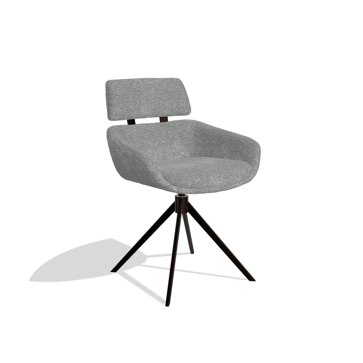 Esszimmerstuhl Cyril 6609 in Stoff Mito 97 (Taupe), Drehfuß in Espresso, Schrägansicht