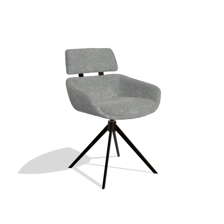 Esszimmerstuhl Cyril 6609 in Stoff Mito 97 (Taupe), Drehfuß in Espresso, Schrägansicht
