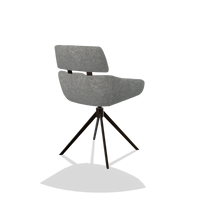 Esszimmerstuhl Cyril 6609 in Stoff Mito 97 (Taupe), Drehfuß in Espresso, Schrägansicht von hinten