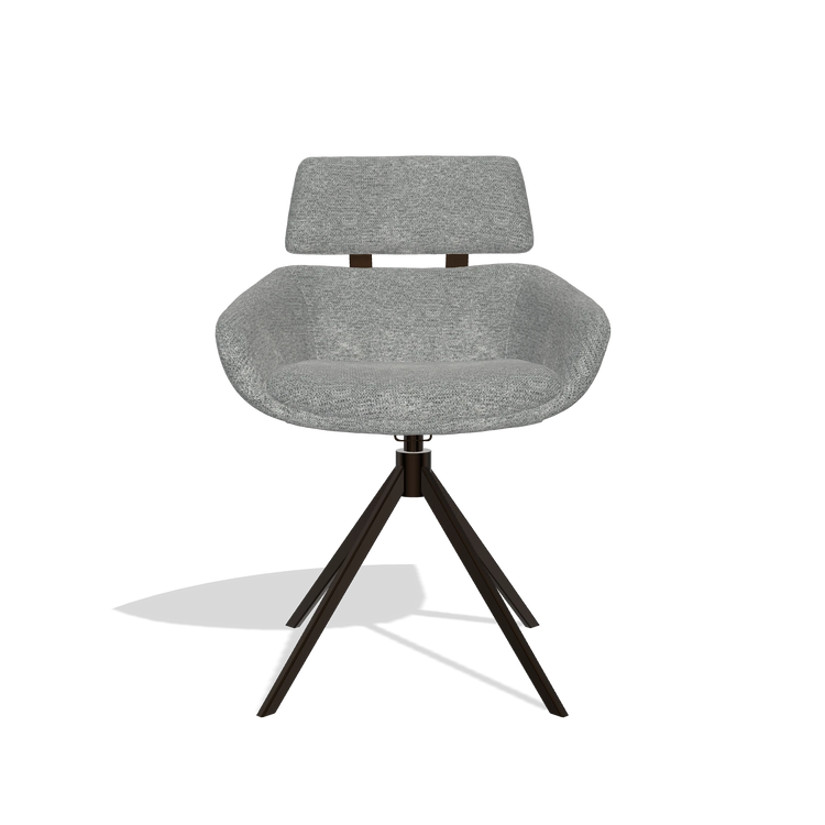 Esszimmerstuhl Cyril 6609 in Stoff Mito 97 (Taupe), Drehfuß in Espresso, Vorderansicht