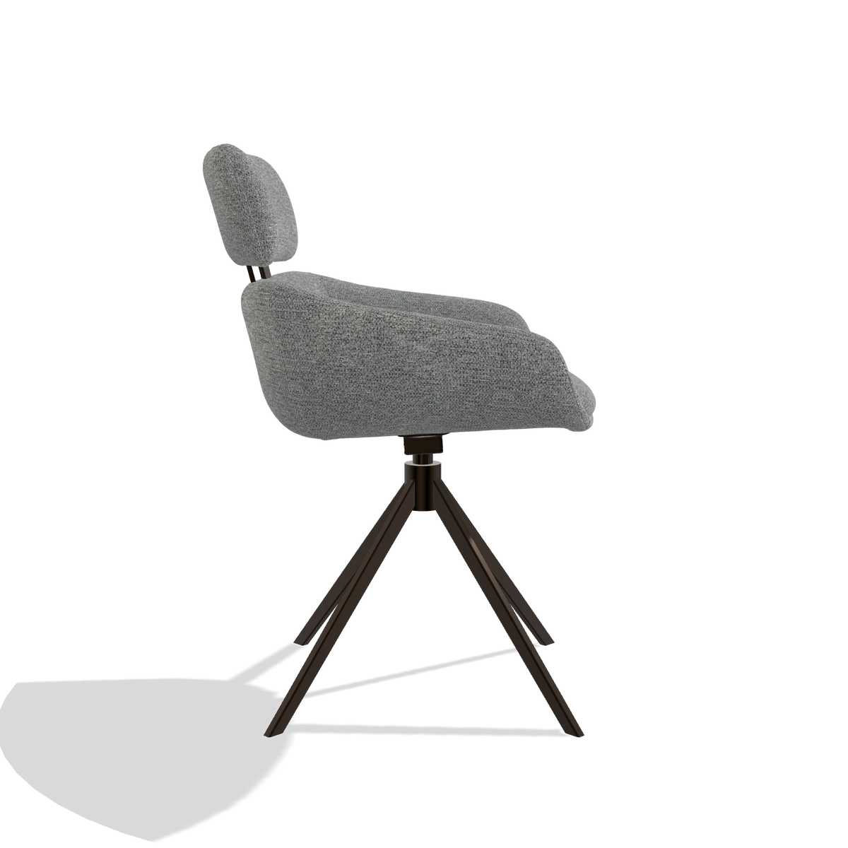 Esszimmerstuhl Cyril 6609 in Stoff Mito 97 (Taupe), Drehfuß in Espresso, Seitenansicht