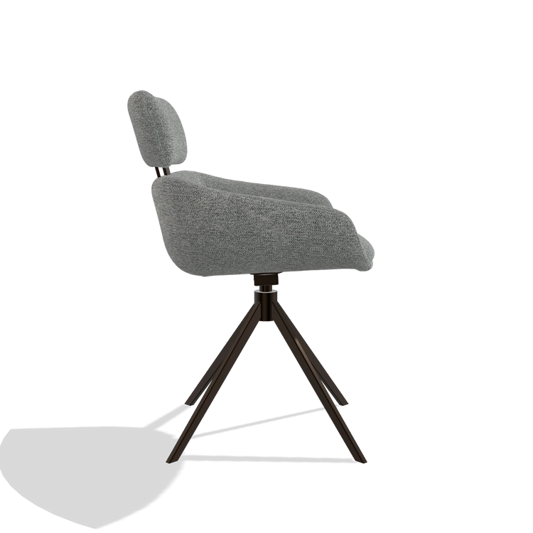Esszimmerstuhl Cyril 6609 in Stoff Mito 97 (Taupe), Drehfuß in Espresso, Seitenansicht