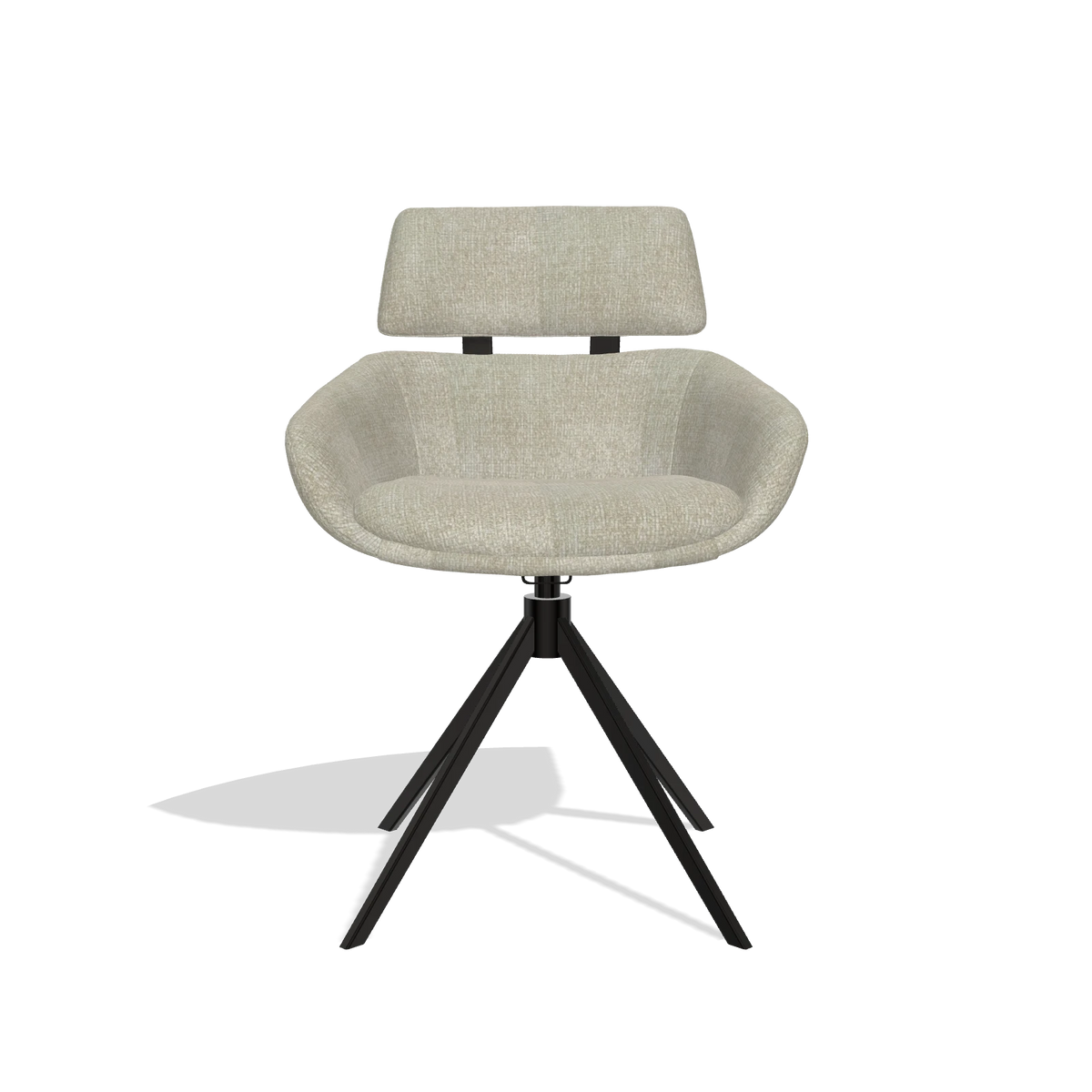 Dining Chair Cyril 6609 in Niagara 903 fabric (greige), black swivel base, front view