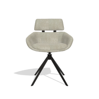 Dining Chair Cyril 6609 in Niagara 903 fabric (greige), black swivel base, front view