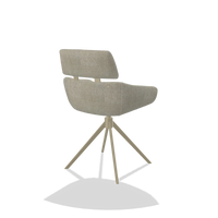 Dining Chair Cyril 6609 in Niagara 903 fabric (greige), champagne swivel base, back angled view