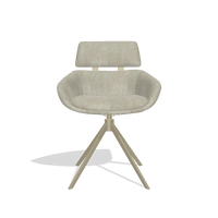 Dining Chair Cyril 6609 in Niagara 903 fabric (greige), champagne swivel base, front view