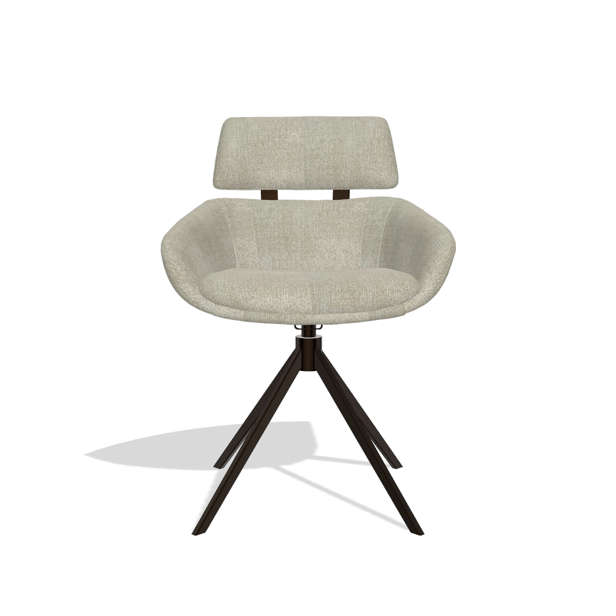 Dining Chair Cyril 6609 in Niagara 903 fabric (greige), espresso swivel base, front view